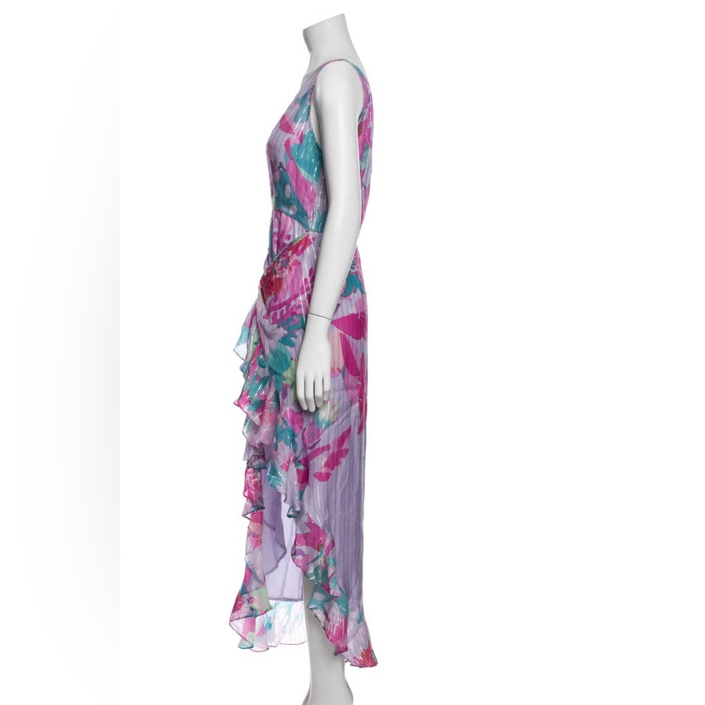 Rococo Sand Dress Size M Mini Sleeveless Tiered Floral Shimmer Print - Picture 2 of 3